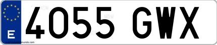 Ejemplo de matrícula española 4055 GWX