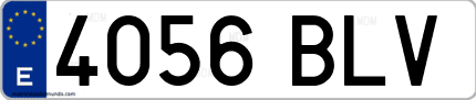 Ejemplo de matrícula de coche ordinaria 4056 BLV