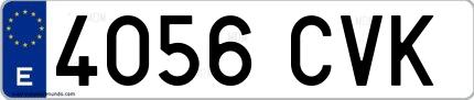 Ejemplo de matrícula española 4056 CVK