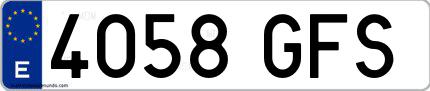 Ejemplo de matrícula española 4058 GFS