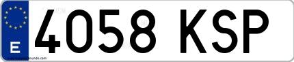 Ejemplo de matrícula española 4058 KSP