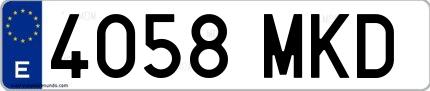 Ejemplo de matrícula española 4058 MKD