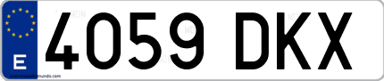 Ejemplo de matrícula de coche ordinaria 4059 DKX