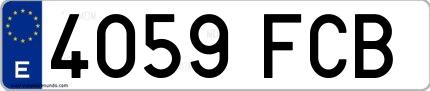 Ejemplo de matrícula española 4059 FCB