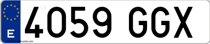 Ejemplo de matrícula de coche ordinaria 4059 GGX