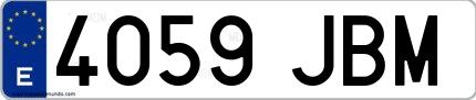 Ejemplo de matrícula española 4059 JBM