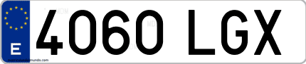 Ejemplo de matrícula de coche ordinaria 4060 LGX