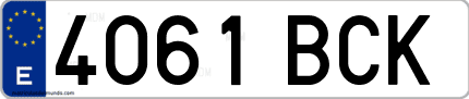 Ejemplo de matrícula de coche ordinaria 4061 BCK
