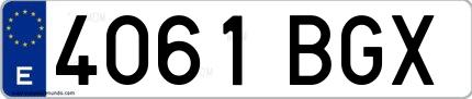Ejemplo de matrícula española 4061 BGX