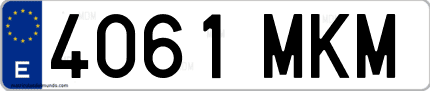Ejemplo de matrícula de coche ordinaria 4061 MKM