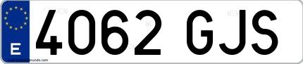 Ejemplo de matrícula española 4062 GJS