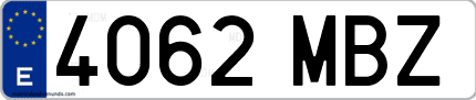 Ejemplo de matrícula de coche ordinaria 4062 MBZ