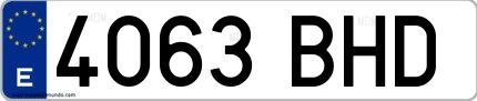 Ejemplo de matrícula española 4063 BHD