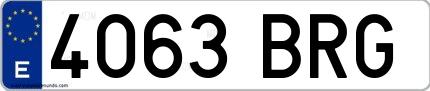 Ejemplo de matrícula española 4063 BRG