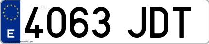 Ejemplo de matrícula española 4063 JDT