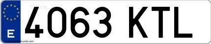 Ejemplo de matrícula española 4063 KTL