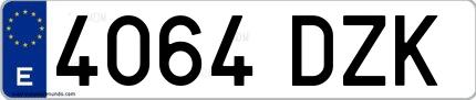Ejemplo de matrícula española 4064 DZK