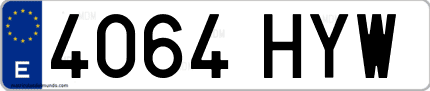 Ejemplo de matrícula de coche ordinaria 4064 HYW