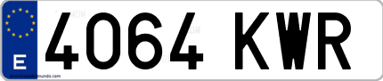 Ejemplo de matrícula de coche ordinaria 4064 KWR