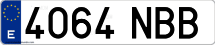 Ejemplo de matrícula de coche ordinaria 4064 NBB