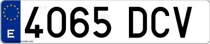 Ejemplo de matrícula de coche ordinaria 4065 DCV