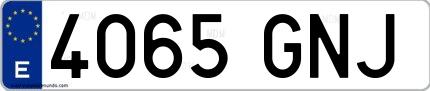 Ejemplo de matrícula española 4065 GNJ