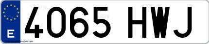 Ejemplo de matrícula española 4065 HWJ