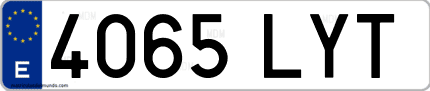 Ejemplo de matrícula de coche ordinaria 4065 LYT