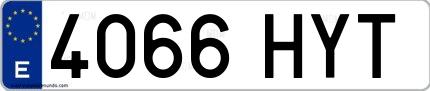 Ejemplo de matrícula española 4066 HYT