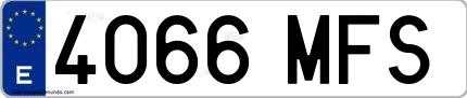 Ejemplo de matrícula española 4066 MFS