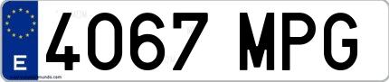 Ejemplo de matrícula española 4067 MPG