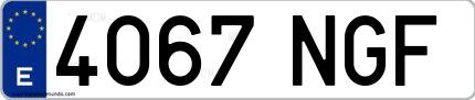 Ejemplo de matrícula española 4067 NGF