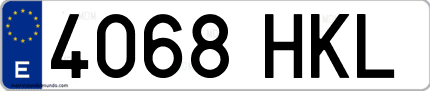 Ejemplo de matrícula de coche ordinaria 4068 HKL