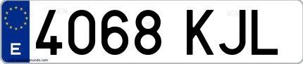 Ejemplo de matrícula española 4068 KJL