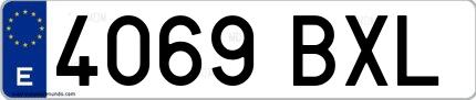 Ejemplo de matrícula española 4069 BXL
