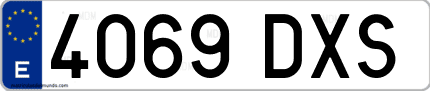 Ejemplo de matrícula de coche ordinaria 4069 DXS