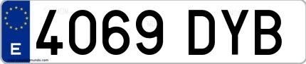 Ejemplo de matrícula española 4069 DYB
