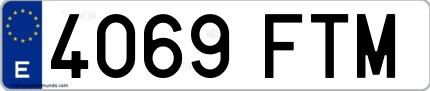 Ejemplo de matrícula española 4069 FTM
