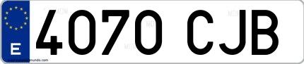 Ejemplo de matrícula española 4070 CJB