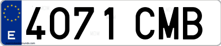 Ejemplo de matrícula de coche ordinaria 4071 CMB