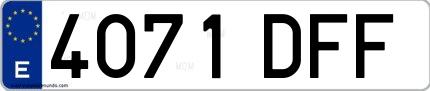 Ejemplo de matrícula española 4071 DFF