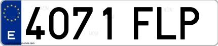 Ejemplo de matrícula española 4071 FLP
