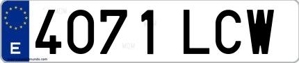 Ejemplo de matrícula española 4071 LCW