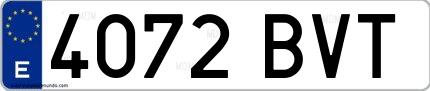 Ejemplo de matrícula española 4072 BVT