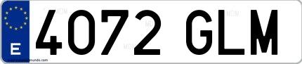 Ejemplo de matrícula española 4072 GLM