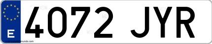Ejemplo de matrícula española 4072 JYR