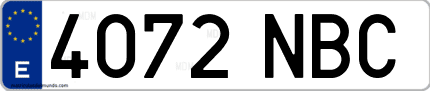 Ejemplo de matrícula de coche ordinaria 4072 NBC