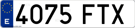 Ejemplo de matrícula de coche ordinaria 4075 FTX