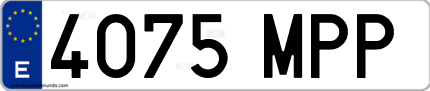 Ejemplo de matrícula de coche ordinaria 4075 MPP