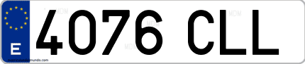 Ejemplo de matrícula de coche ordinaria 4076 CLL